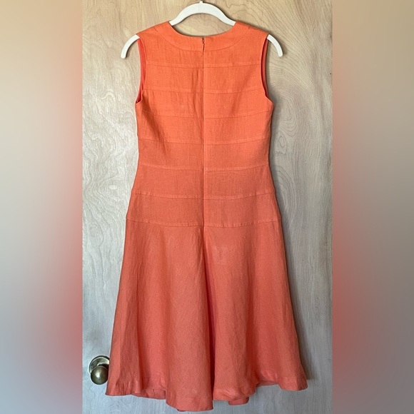 J. PETERMAN Linen Midi Dress Orange Sleeveless Retro Women's Sz 0 XS - Picture 8 of 15